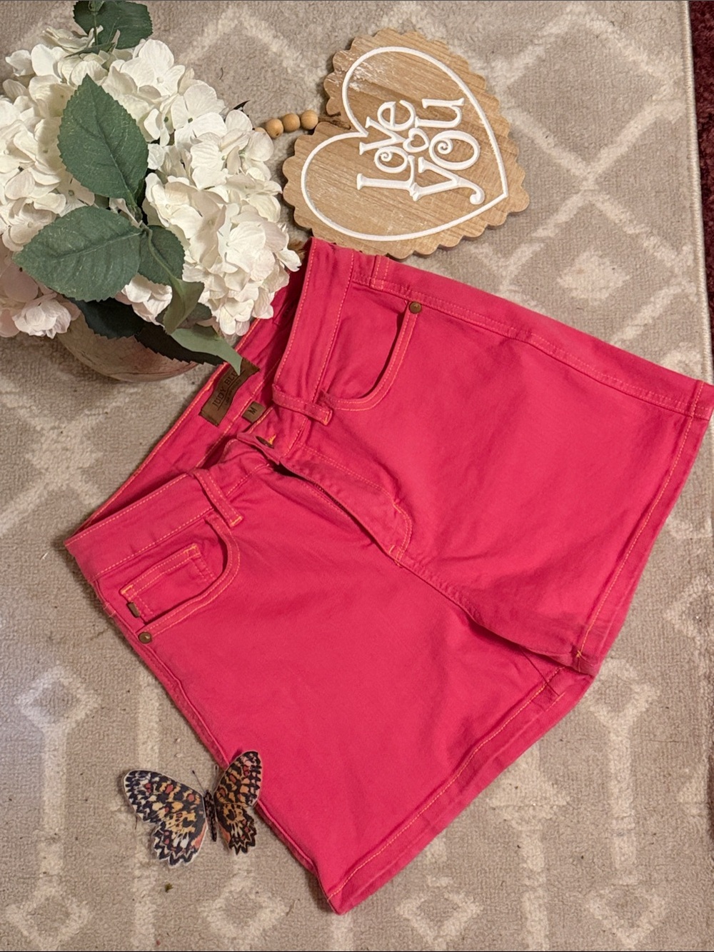 Judy Blue Bright Pink High-Rise Denim Shorts